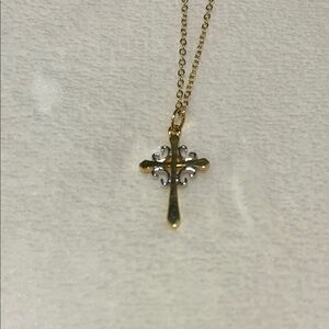 Elegant Gold and Silver Cross Pendant Necklace